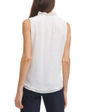 Tommy Hilfiger White Ruffled Textured Sleeveless V Neck Tank Top White M