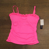 La Blanca Island Goddess Ruffled Bandeau Tankini Swimsuit Top Bright Pink 12