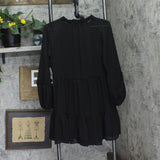 Cece Womens Clip Dot Ruffle Long Sleeve Shift Dress 7031928 Rich Black XS