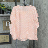 Foxcroft Angela Raglan Sleeve Gingham Clip Dot Blouse Peach Sorbet Orange 16W