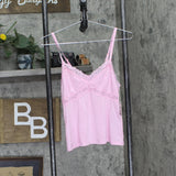 INC International Concepts Lace-Trim Knit Lounge Sleep Tank Top Pale Pink XS