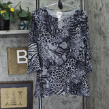 Ruby Rd. Womens Mixed Animal Print Top Gray Multi S