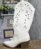 Universal Thread Tiana Western Laser Cutout Faux Leather Boots 94836305 White 8M