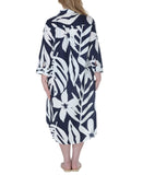 Raviya Printed Button-Down Cover Up Dress 76731XPT Navy / White Multi 1X