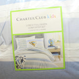 Charter Club Clip Jacquard 3-Piece Comforter Set Blue Multi Full / Queen