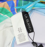 La Blanca Twist Front V-Neck Tankini Swim Top LB5ST68 Tropi-flage Blue Multi 10