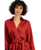 Tahari ASL Womens Collared Long-Sleeve Wrap Dress DEM401-T4 Brick Red Orange 4