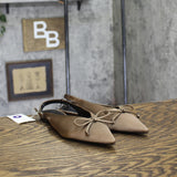 A New Day Womens Camille Satin Slingback Bow Flats 94648290 Brown 6M