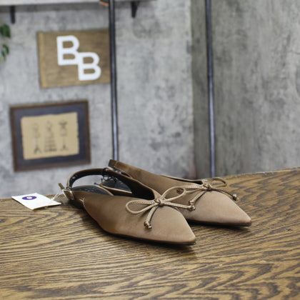 A New Day Womens Camille Satin Slingback Bow Flats 94648290 Brown 6M