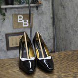 Donna Karan Womens Closed Toe Savita High Heel Stiletto Pumps Black / Gold 6M