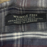 Van Heusen Mens Broadcloth Wrinkle Free Dress Shirt Gray Plaid L 16-16 1/2