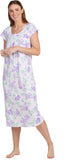 Miss Elaine Nightgown Long Cottonessa Knit Gown Lavender Floral Pink S