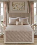 Madison Park Breanna Quilted 4-Pc. Bedspread Set Diamond Khaki Brown Queen