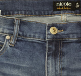 nicole By Nicole Miller Printed Cuff Ankle Jeans Dark Wash Animal Blue 14