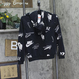 Nike Kids All-Over Print Club Logo Hoodie HJ2682 Black / White L