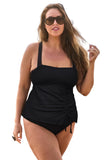 Becca Bandeau Tankini Swim Top with Tie-Back 6543557 Black 2X