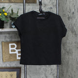 Danskin Womens Knit Ladies Ribbed Scuba T-Shirt Tee 1795838 Black S