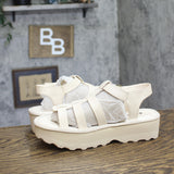 Bearpaw High Seas Platform Strappy Buckle Open Toe Sandals Bone Off White 8M