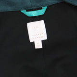 LC Lauren Conrad Womens Faux Suede Open Front Blazer Jacket Teal Blue Green M