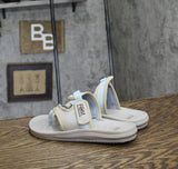 White Mountain Womens Basket Flat Sandal Blue Raspberry / Sandalwood Fab 7M