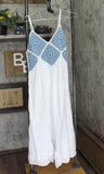 Raviya Crochet Flounce-Hem Cover-Up Dress 76613X White / Blue 0X