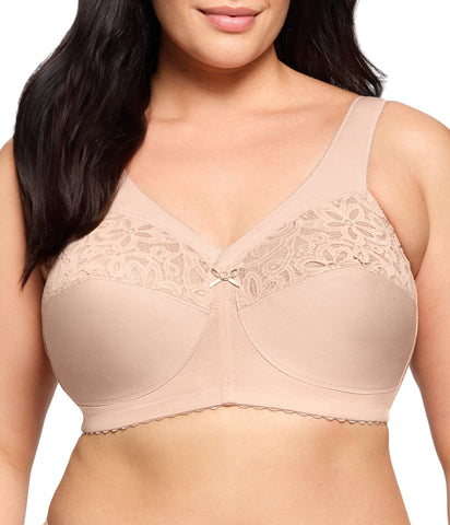 Glamorise Womens MagicLift Cotton Support Wirefree Bra 1001 1001 Cafe Brown 44F