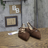 A New Day Twiggy Multi Buckle Mini Heel Flats 94303755 Brown 6M