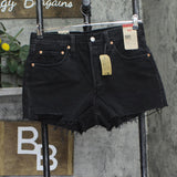 Levi's 501 Original Distressed Button Fly Jean Shorts Jorts Lunar Black 30