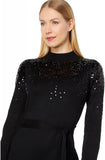 Vince Camuto Womens Sequin Embellished Turtleneck Midi Dress VC1M3244 Black M
