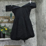 Wild Fable Womens Plunge Bubble Off Shoulder Mini A-Line Dress 94775097 Black M
