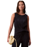Calvin Klein Womens Plisse Sleeveless Blouse Shirt Top Sky Captain Blue XL