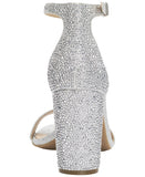 INC International Concepts Two-Piece Sandal Block Heel Silver Crystal Gray 9M