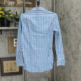Thompson Shirtings by J. Crew Mens 80s 2-Ply Dress Shirt Blue Check XS 13-13 1/2