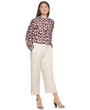 Calvin Klein Womens Printed Pleat Sleeve Long Sleeve Button Up Shirt M2FAZ589