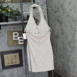 Bar III Womens Terry Cloth Dress Halter Open Back 100149229 Natural Nude Brown L