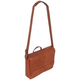Kenneth Cole Reaction Leather Messenger Bag for Laptop/Tablet Cognac Brown