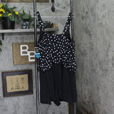 Swim Solutions Polka Dot Swim Romper One Piece 60202188X Rain of Dots Black 24W