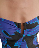 DKNY Womens Shirred One-Piece Swimsuit DIMMS605 Brush Stroke Blue Multi M