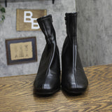 A New Day Block Heel Slouchy Faux Leather Booties Black 7.5M