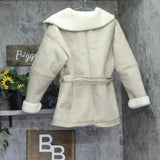 Wild Fable Shawl Collar Waist Tie Button Down Faux Shearling Coat Tan Brown S