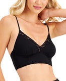 Inc International Concepts Womens Floral Lace-Trim Bralette Deep Black M
