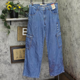 Levi's Womens Superlow Loose Snap Zip Fly Jeans 94417325 All Over Blue 29X32