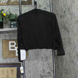 City Studios Womens Trendy Plus Size Glitter Open-Front Shrug Black 3X