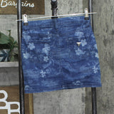 Guess Stretch Denim Skirt with Laser Print Detail Indigo Tropical Jungle Blue 12