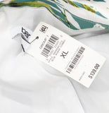 Bar III Womens Palm Print Satin Open-Front Blazer Jacket Blue Agave Combo XL