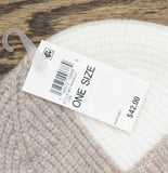 On 34th Womens Brushed Rib Colorblocked Beanie Rolled Cuff Tan Brown / White