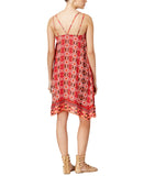 Teeze Me Juniors Printed Handkerchief-Hem Shift Dress Red Paisley M