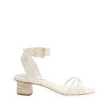 Schutz Womens Alexandra Mid Block Sandals Pearl Off White 8.5B