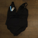 Bleu By Rod Beattie Key Item Plunging V-Neck One-Piece Swimsuit Black 22W