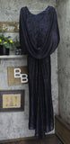 Betsy & Adam Womens Long Metallic Cape Gown A24013D Navy Blue / Royal 4